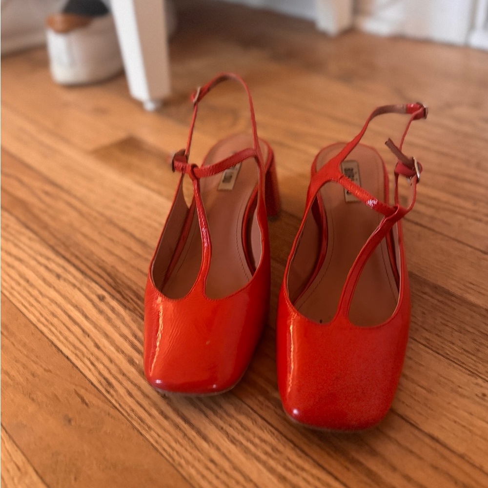 bibilou Red Slingback Heels Square toe
